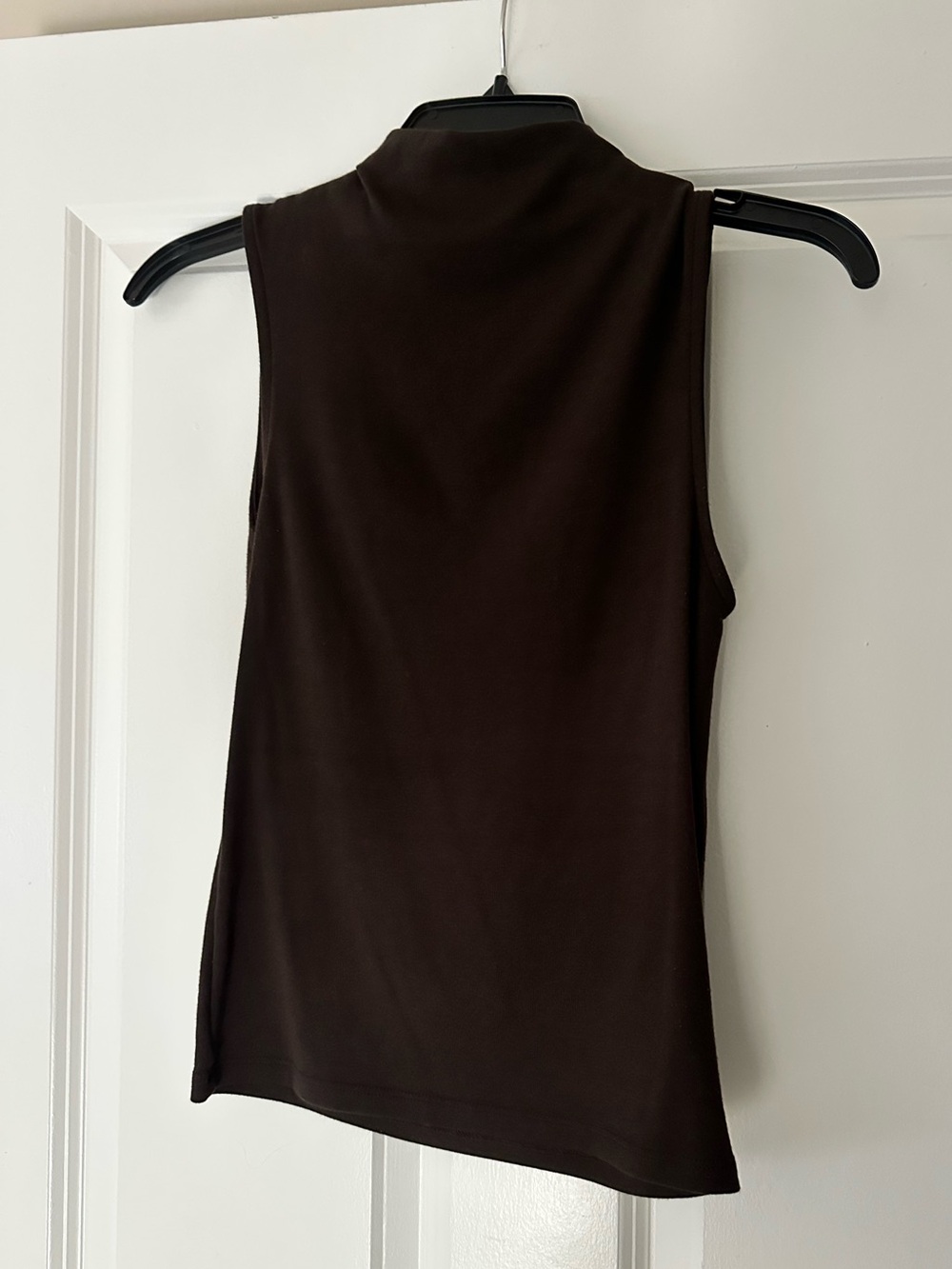 Zara Sleeveless Mock Neck Tank Top - Dark Brown